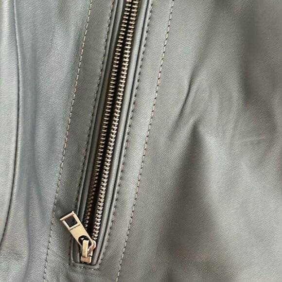 NWT MICHAEL KORS MENS Genuine Lambskin Leather dark gray Racer 💗💗💗💗💗💗 - Picture 9 of 11